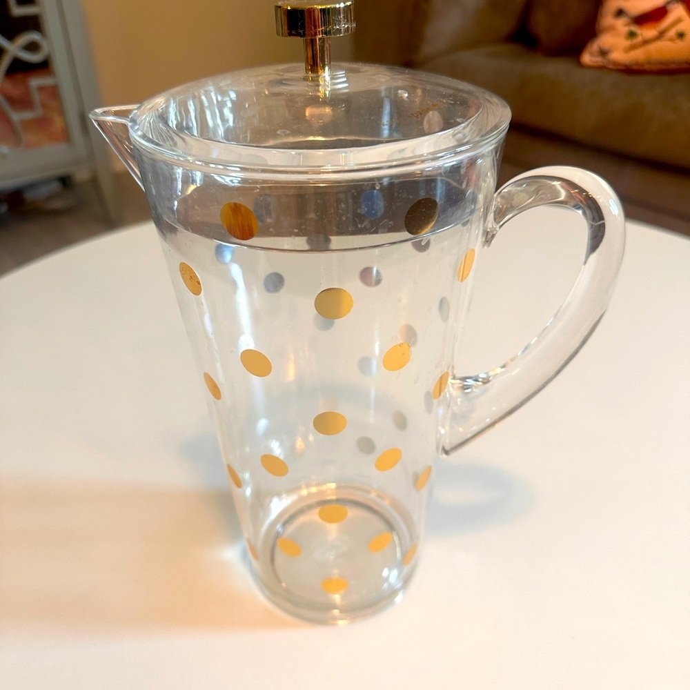 Kate Spade Gold Polka Dot Lucite Pitcher